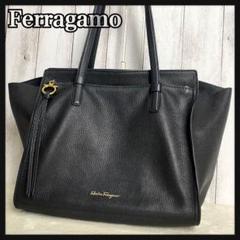 【美品☆人気】フェラガモ エイミー レザー ブラック トートバッグ ガンチーニ Salvatore Ferragamo サルヴァトーレフェラガモ エイミー