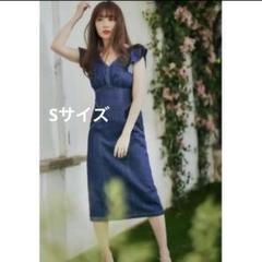 Her lip to ハーリプトゥ ワンピース デニム サイズS ハーリップトゥ デニムフリル袖 ワンピース S Herlipto Denim