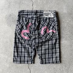EVISU エヴィス カモメペイント チェック ハーフパンツ W32 y2k