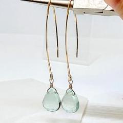 sale♡揺れるフローライト×14kgfロングフックピアス