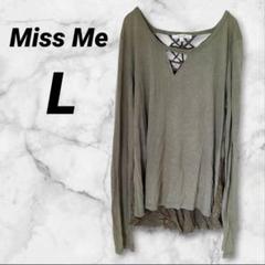 送料込❤Miss Me 【L】オリーブグリーン 長袖Tシャツ クロスデザイン