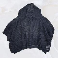 セモアージュ 和紙 メッシュ ニット シアー クロップド丈 ショート丈 黒