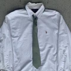 90s ラルフローレン ボタンダウンシャツ＋エルメスネクタイ