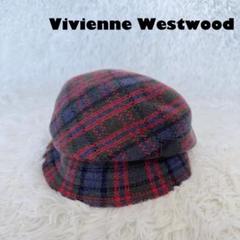 レア✨Vivienne westwood 帽子　オーブ　レザータグ　チェック柄 レア✨Vivienne westwood 帽子 オーブ レザータグ チェック柄