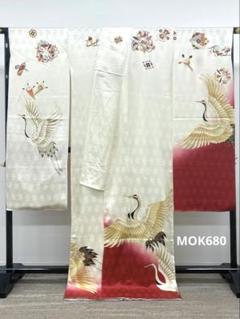 振袖 仮絵羽 舞台衣装 金駒 金彩 鶴 グリッター箔 正絹 未仕立て品 八掛付き