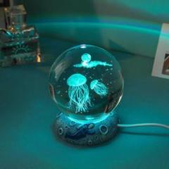 ランプ付ガラスボール　クラゲ海　月　水族館　ルームライト照明　LED電球ベッド