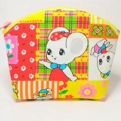 SOLD◆ハンドメイド ポーチ ハニーチューン ピンク レトロ アニマル 喫茶店 ◇ハンドメイド ポーチ ハニーチューン レトロ 昭和 黄色 うさぎ