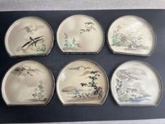 乾山写の飾り皿 URA]乾山写し絵替り皿5客/4-5-212 (検索)骨董/京焼/清水焼/尾形