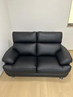 ニトリ2人掛けソファ(NポケットA13 BK合成皮革)【引取り専用】