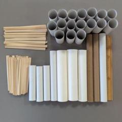 工作材料　紙芯色々と木製割りばし　セット