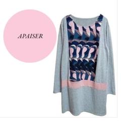 【APAISER】トップス♡ロングカットソー♡Tシャツ♡幾何学模様♡グレー系