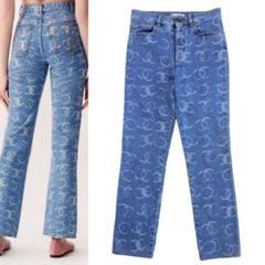23AW⭐️極美品⭐️シャネル ココマーク総柄デニムパンツ スパンコール 34