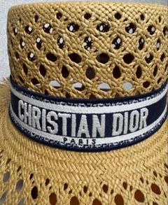 【専用】Christian DIOR ストローハット 麦わら帽子 ロゴ Christian Dior - ☆超美品☆Christian Dior ストローハット 中