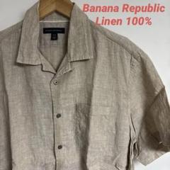 Banana Republicベージュ 半袖リネンシャツ 開襟 バナリパ