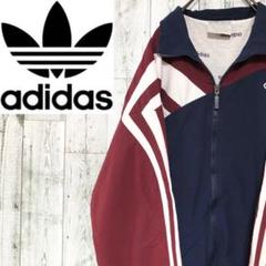 アディダス90s adidas刺繍ロゴポリコットンジャケット 配色 ブルゾン