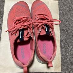 ecco オレンジ メッシュスニーカー