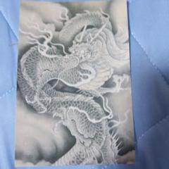 ドラゴン 水墨画 掛軸　箱付き ドラゴン 水墨画 掛軸 箱付き
