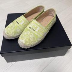 ディオール DIOR エスパドリーユ フラットシューズ CL1220 ホワイト レザー ジュート 36 1/2 靴