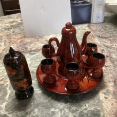 漆器 茶器セット 赤色 竹模様 - メルカリ
