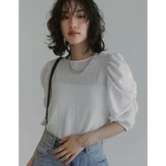 【Re:EDIT】リップルギャザースリーブブラウス　SIZEM