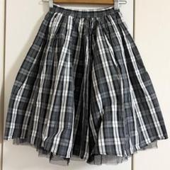 スカート 黒 ブラック チェック チュール リバーシブル