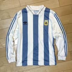 アルゼンチン代表　メッシ　マラドーナ　サッカー　ユニフォーム　古着　90s 長袖 2025年最新】アルゼンチン代表 ユニフォーム 長袖の人気アイテム