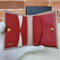 ほぼ未使用PRADA☆鑑定済☆サフィアーノ ベージュマルチ コンパクトプラダ財布