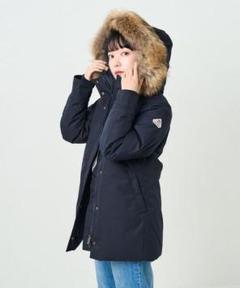 新品未使用タグ付き　ピレネックス　ネイビー　ファー付きダウン　サイズ36 新品未使用タグ付きピレネックスネイビーファー付きダウンサイズ36