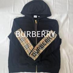大幅値引き中」BURBERRYチェックパネルジップパーカー フード
