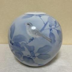 深川製磁 宮内庁御用達 官窯染付 どんぐり 木鳥文 花瓶 - メルカリ