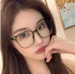 ★残りわずか★伊達メガネ　茶色　ウェリントン　ユニセックス　クリアレンズ　韓国