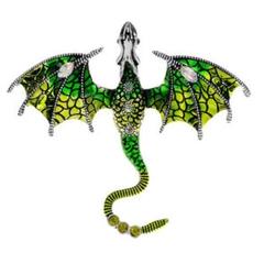 ピンズ バッジ ブローチ バッヂ 上から見た ( 緑 グリーン )ドラゴン 龍
