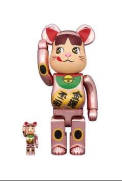 BE@RBRICK招き猫ペコちゃんダブル小判 桃金メッキ 100％ & 400％のサムネイル