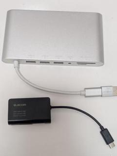 ELECOM DST-C01 USBハブ シルバーとELECOMカードリーダー