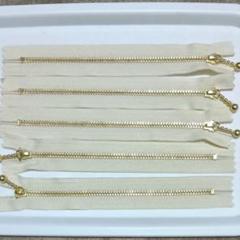 YKK 16cm 玉付きファスナー アイボリー ゴールド 5本セット