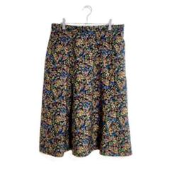 美品 フレアスカート 総柄 花柄 ミモレ丈 ウエストゴム 上品 Ｍ 春夏