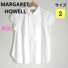 MARGARET HOWELL　スキッパー　シャツ　白　綿100%　プリーツ MARGARET HOWELL スキッパー シャツ 白 綿100% プリーツ - メルカリ