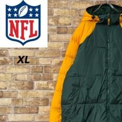 NFL　ダウンジャケット　チーム刺繍　ビッグシルエット　グリーン　イエロー　XL