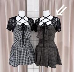 完売人気♡BUBBLES レースリボンワンピース ブラウンチェック 完売人気♡BUBBLES レースリボンワンピース ブラウンチェック