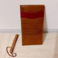 牛革調 財布 長財布 お札 キャッシュカード クレジットカード収納 ストラップ