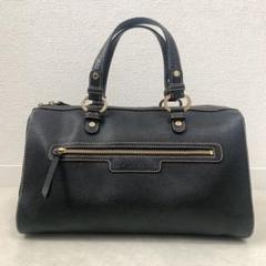 ブルガリ ハンドバッグ オーバル レザー 黒 ゴールド金具 ロゴ型押し