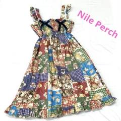nile perchワンピースギンガムチェックリボンベアクマガーリー
