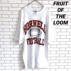 【フルーツオブザルーム】ロゴプリント 半袖Tシャツ ホワイト×レッド XL