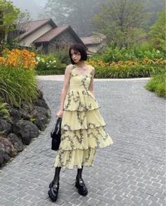 ganni ワンピース　ガニー　シャーリング　ハンソヒ　横田ひかる ganni ガニー 横田ひかる ハンソヒ 着用 ワンピース