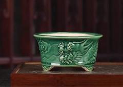 青綠冰裂開片盆栽鉢 植木鉢 小品盆栽鉢 大品盆栽鉢 - メルカリ