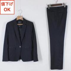 07 インディヴィ パンツスーツ 上38下40 濃紺 M L tqe ★美品★
