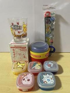 北５　ポケットモンスター グラスプラコップセット箸＆箸箱セット小型容器 5個