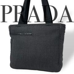 良品 4573 PRADA プラダ ハンドバッグ キャンバス ブラック
