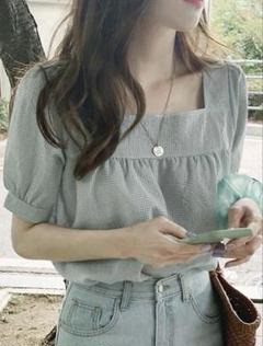 韓国風ゆったりチェック柄トップス♪夏のお出かけに最適！普段使いも◎