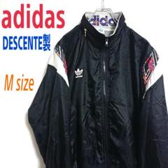 90s Adidas DESCENTE ナイロン アノラックジャケット M 黒 90s adidas アディダス 黒 ナイロンジャケット ブルゾン